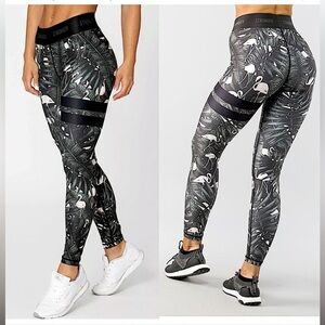 Stronger Aruba Tropical Floral Flamingo Leggings
